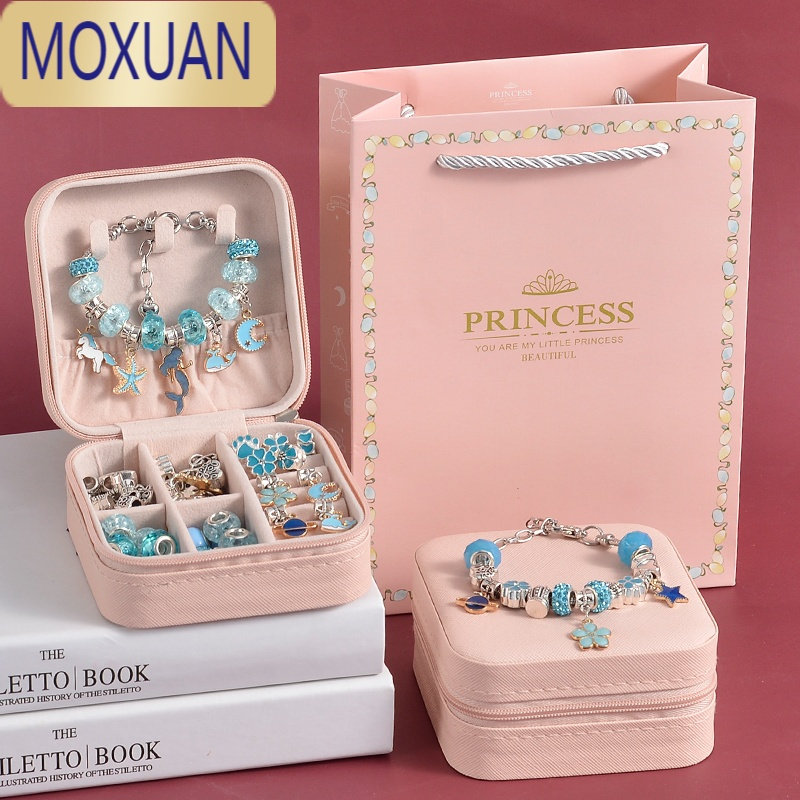 MOXUAN儿童串珠手工diy材料穿珠子手链项链首饰玩具女孩专注力小孩饰品5