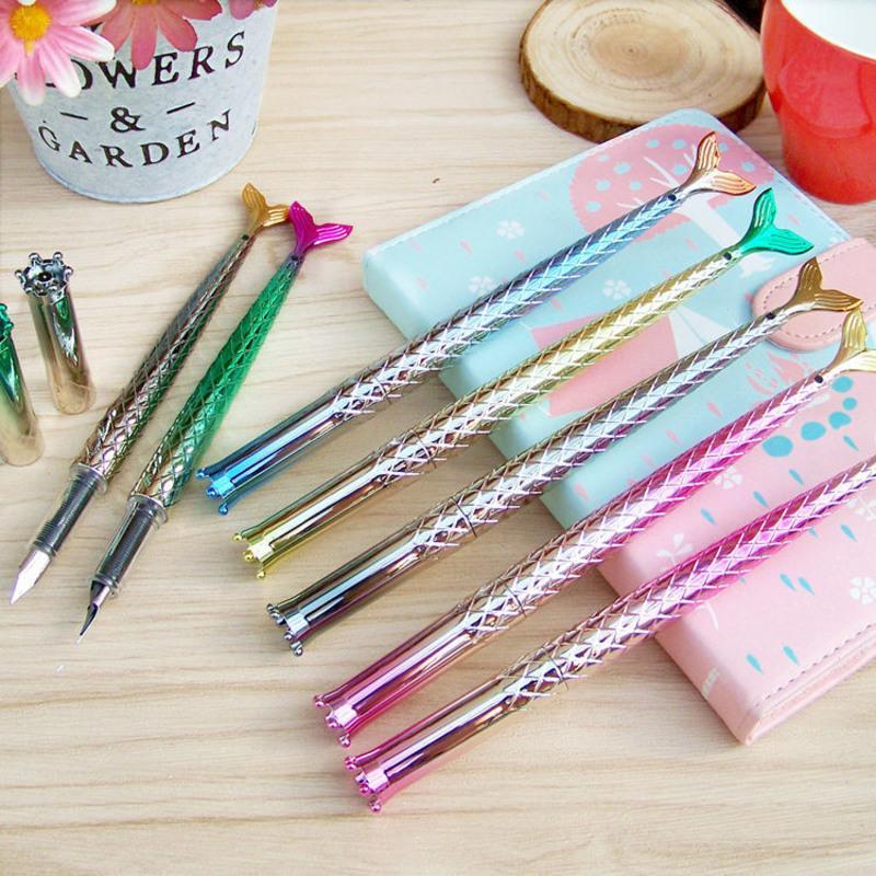 钢笔学生卡通鲨鱼可爱钢笔36年级换墨囊钢笔男女正姿书法练字笔炫彩