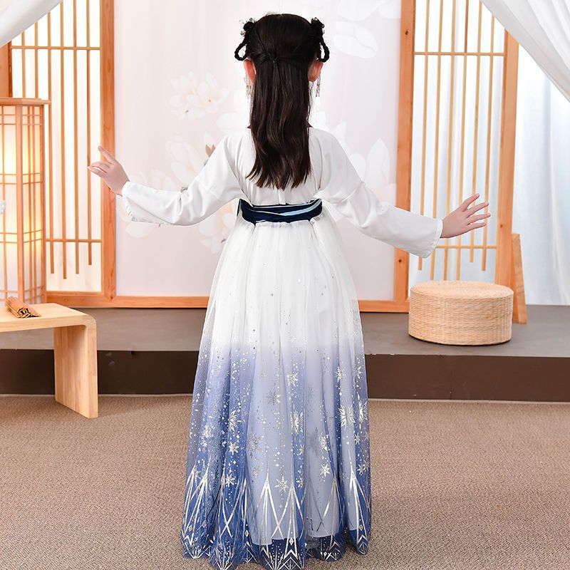 女童汉服古装公主裙儿童仙襦裙中国风飘逸唐装连衣裙春秋季新款