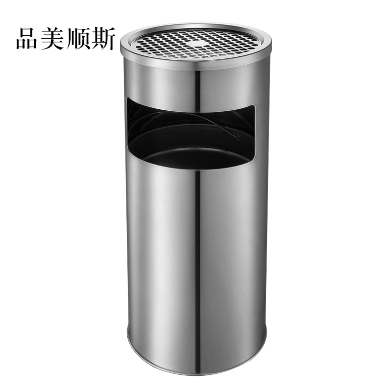 品美顺斯不锈钢圆形大号商用垃圾桶立式烟灰桶电梯口高档户外圆形不锈钢