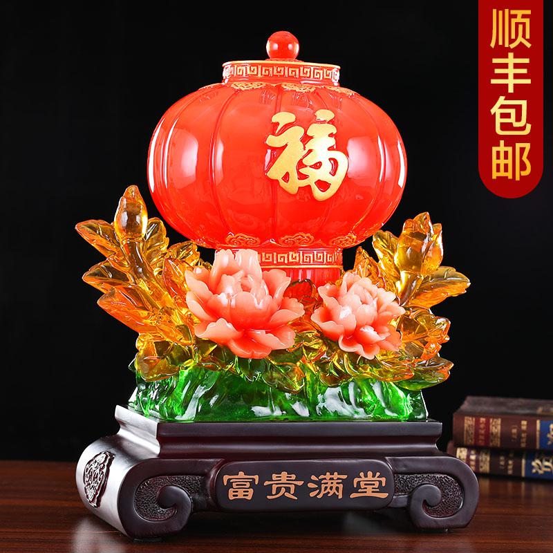 家柏饰(CORATED)富贵满堂中式摆件喜庆福字灯笼摆件客厅电视柜玄关家居装饰工艺品高清大图