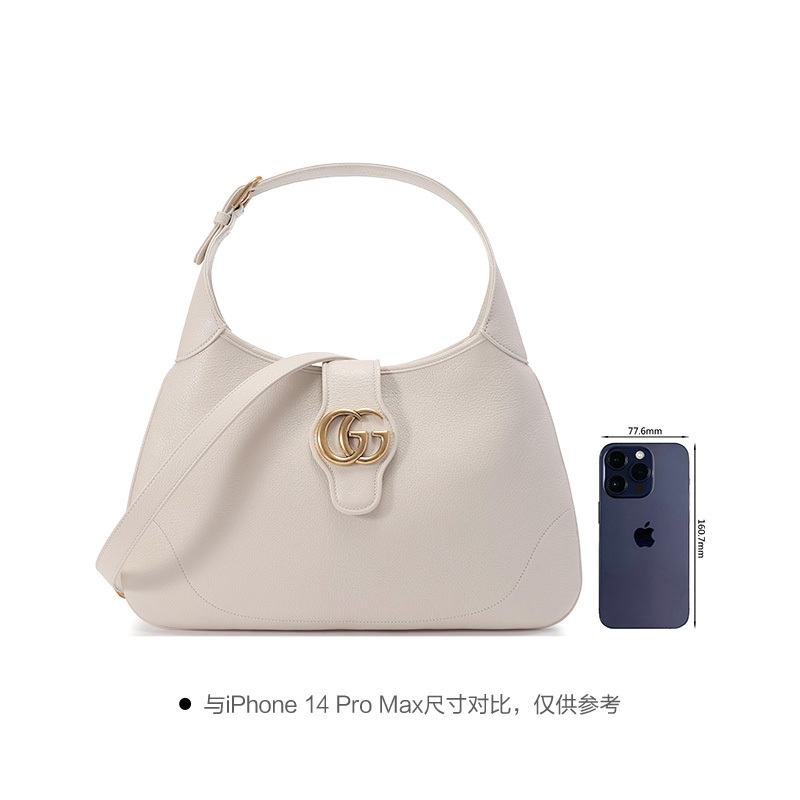 古驰gucci女士aphrodite系列皮革手提单肩斜挎包腋下包新月包中号
