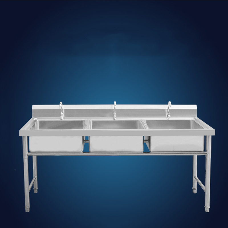 商用不锈钢水槽三槽古达洗刷池三星水池三槽洗菜盆洗碗池食堂厨房饭店