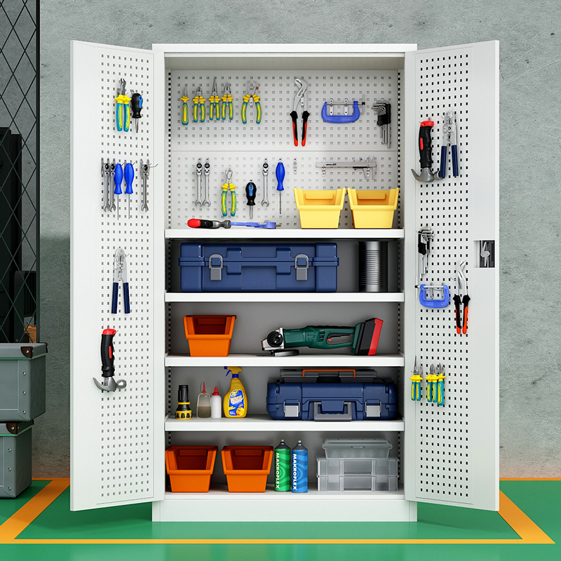 振奥 工具柜重型工具柜五金零件柜多功能加厚车间置物柜 1800x1000x500mm/台(五层调节带挂板灰白)