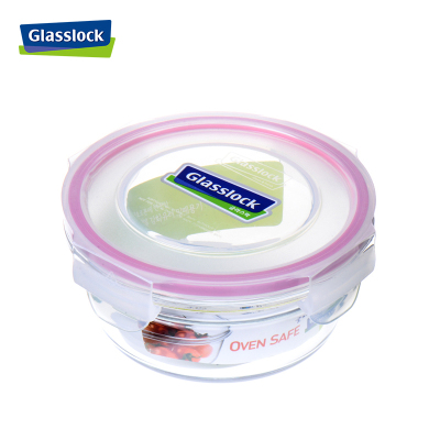 三光云彩（GLASSLOCK）钢化玻璃耐热保鲜盒微烤两用圆形饭盒450ml水果食品收纳盒韩国进便当盒口
