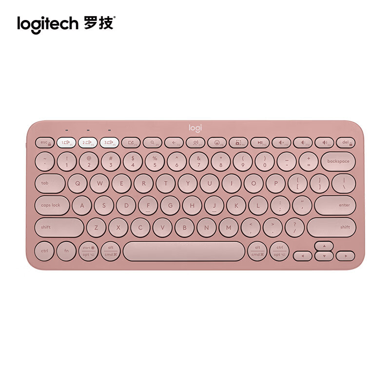 罗技(Logitech)时尚系列K390蓝牙无线办公键盘 新升级 超长续航 三屏切换 超薄便携 粉色 79键