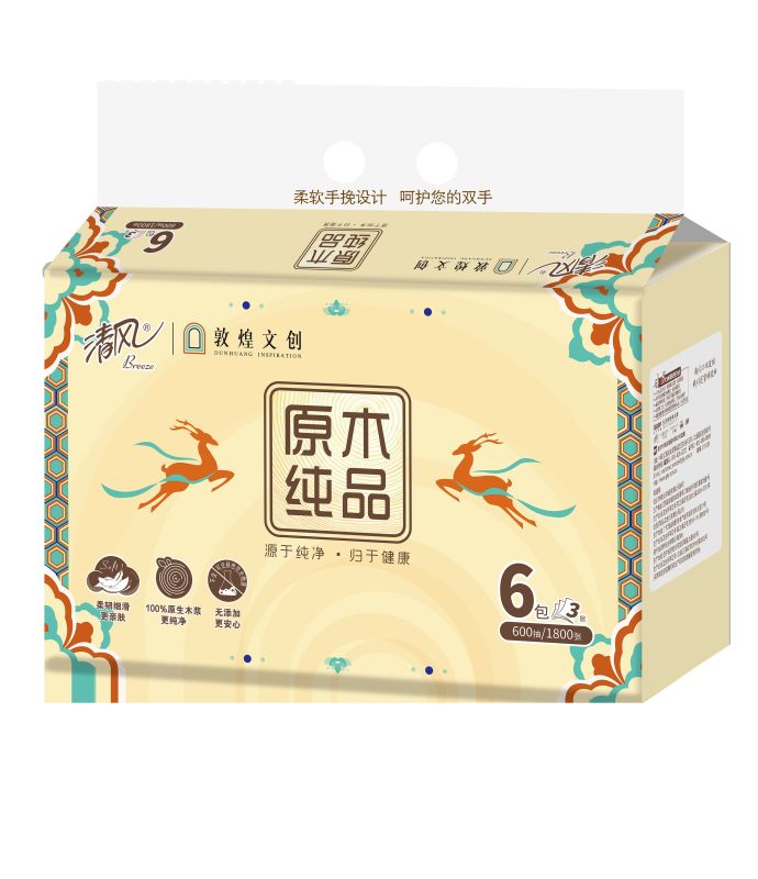 清风 纸品 组合5(抽纸M号3层100抽*20包*/箱+卷纸4层140克/卷*10卷)高清大图