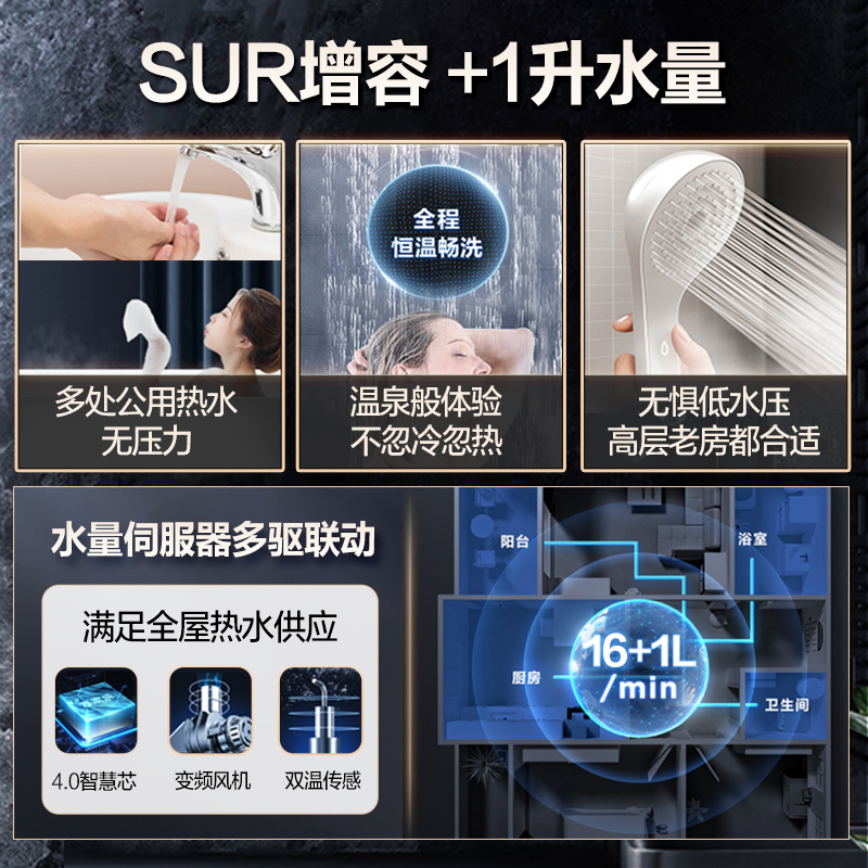 万家乐抽油烟机 26立方顶侧双吸超薄烟灶联动套装 5.0KW大火力灶16升热水器K7R2+KV063B+16S6S天然气