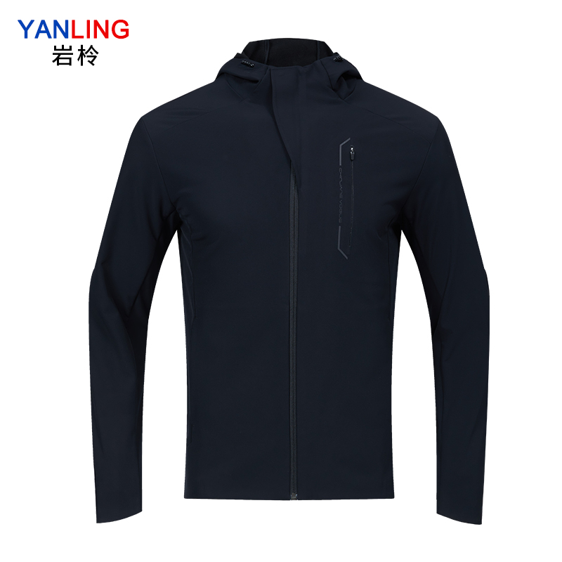 岩柃 梭织带帽运动上衣 黑色 XL