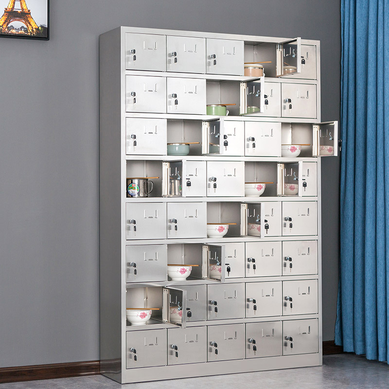 鑫环境 餐具柜不锈钢碗柜多格多门餐柜304不锈钢碗柜储物柜碗柜员工碗柜学校餐具柜幼儿园碗柜餐厅饭盒餐具柜高清大图