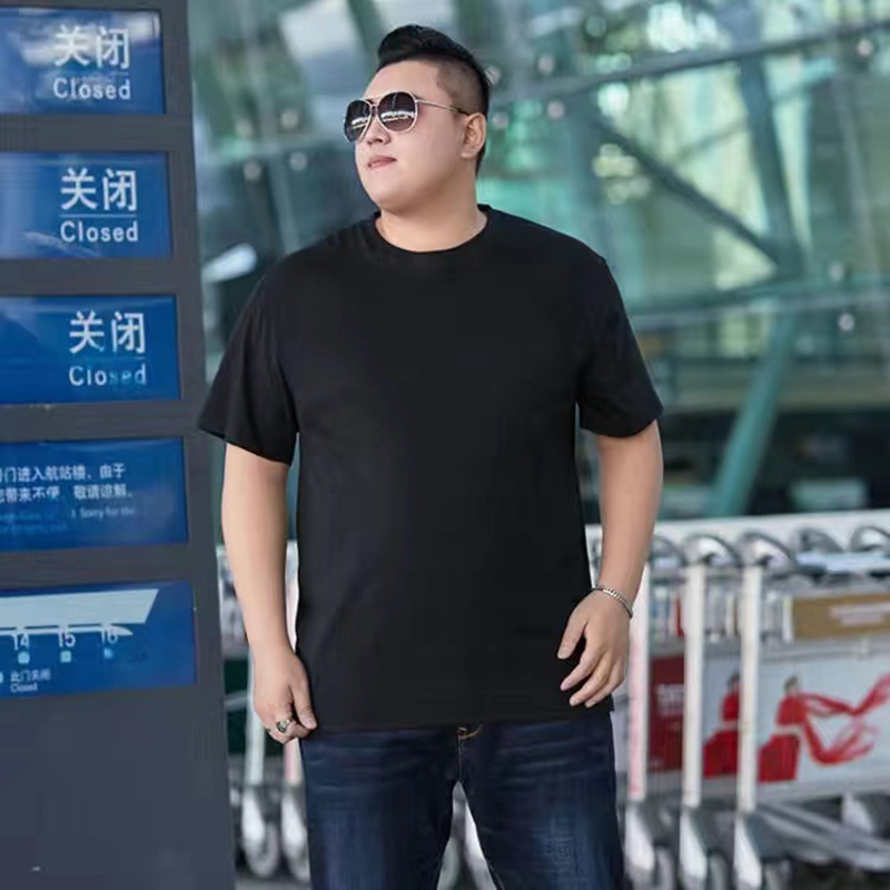 男士棉质短袖t恤夏季纯色大码宽松半袖胖子大号背心打底上衣男装莎丞