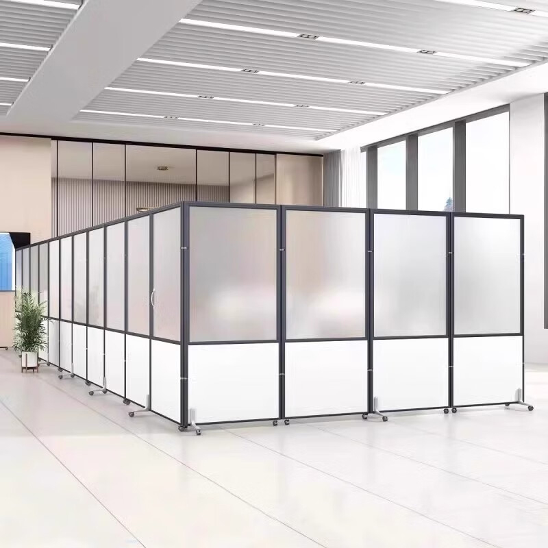 苏宁 质凡 办公室可移动活动挡板折叠屏风隔断(磨砂亚克力)/ZF-GD020/1.0米宽*1.8米高高清大图