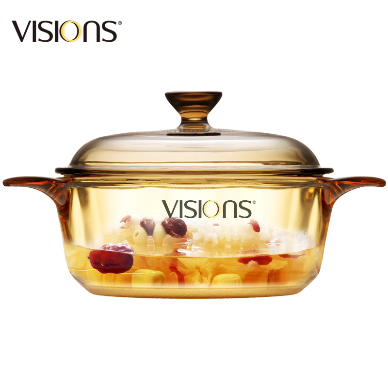 美国康宁(VISIONS)晶彩透明汤锅0.8升(15.5CM*7CM)家用玻璃锅砂锅煮锅奶锅宝宝锅辅食锅