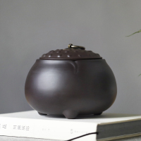 言艺(yanyi) 紫砂茶叶罐中大号家用储物防潮密封茶罐 紫泥年升罐约可装茶叶150g