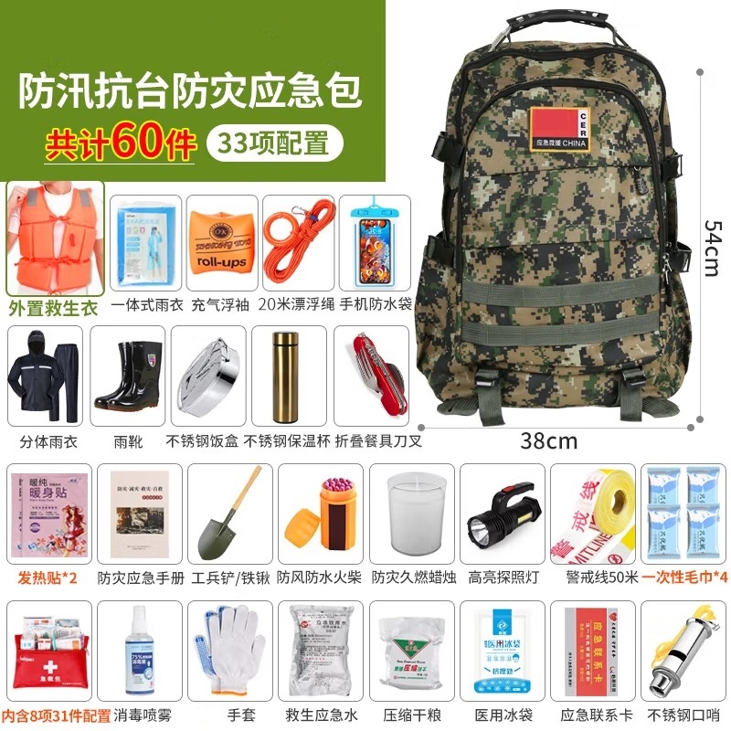 人防战备物资储备 防汛防灾应急包60件套高清大图