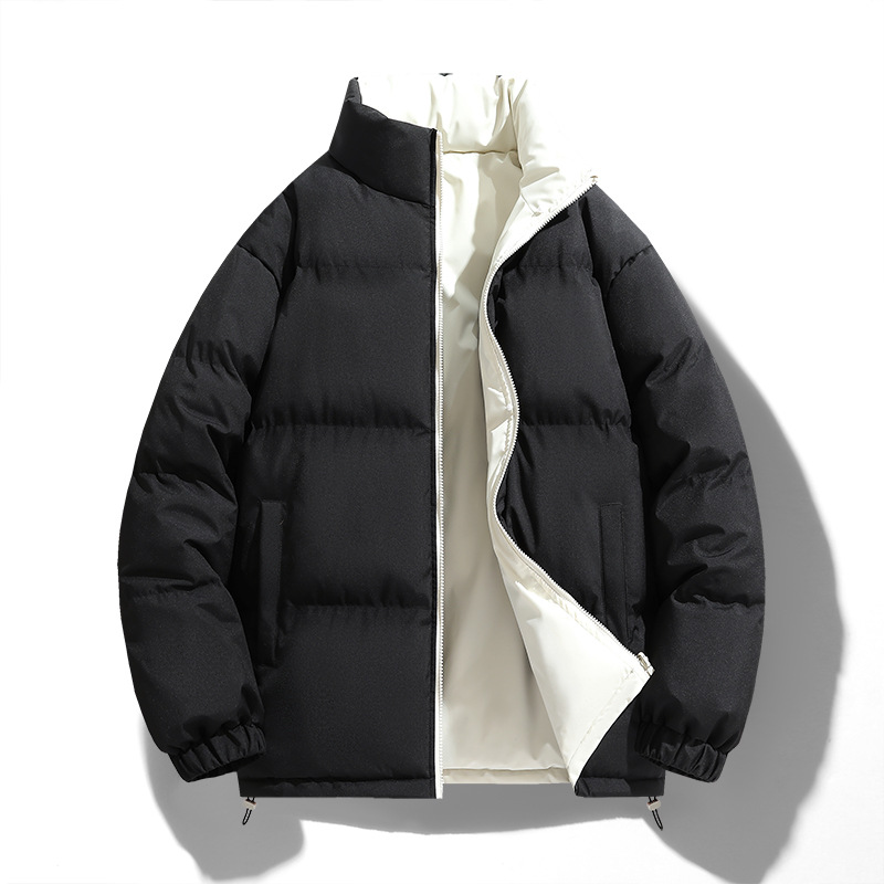 双面穿情侣款羽绒棉服男冬季加厚保暖棉衣立领百搭面包服外套男装