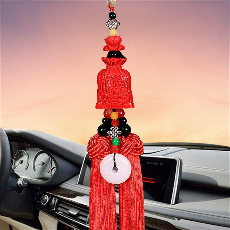 汽车挂件出入平安符朱砂红色后视镜葫芦貔貅符挂件车载内饰红色双穗