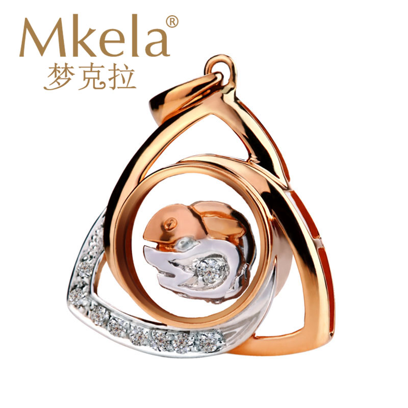 梦克拉Mkela 18K金生肖钻石吊坠 十二生肖吊坠 吊坠 黄金 送朋友 生肖兔