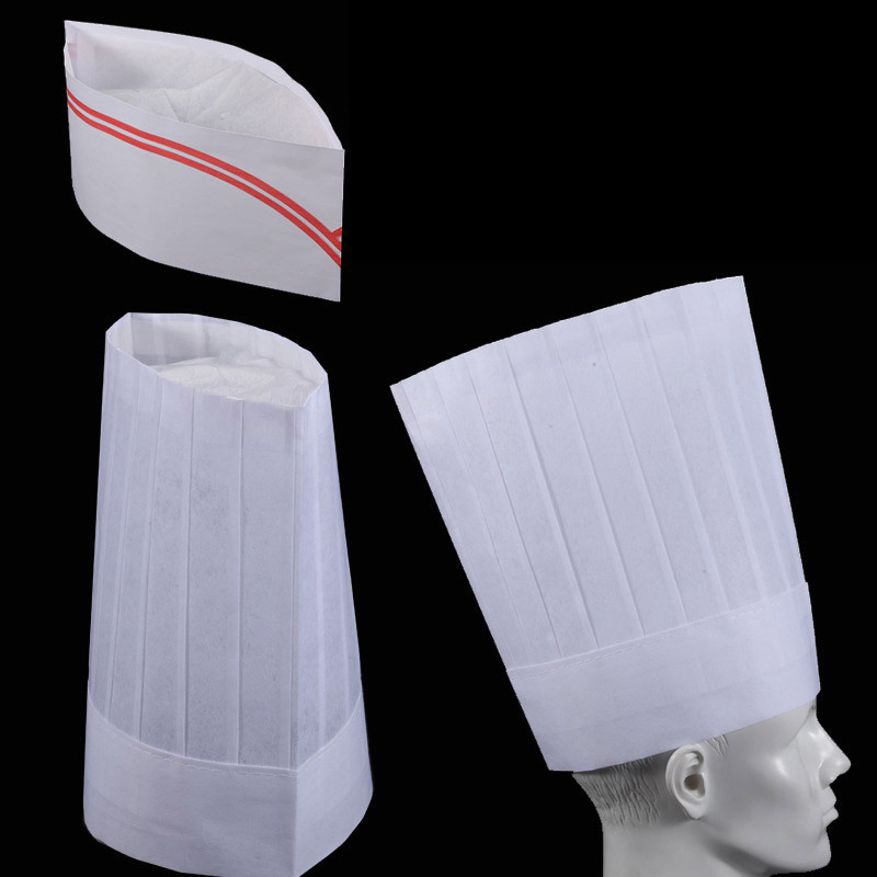 苏宁自营一次性厨师帽高帽无纺布植物纤维大厨帽子20个