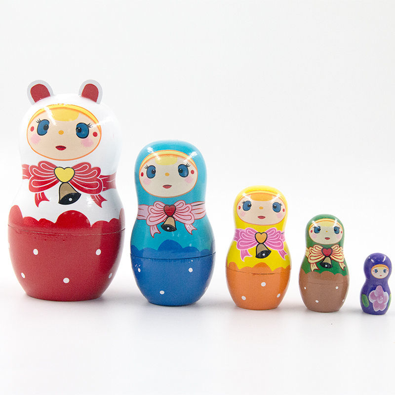 俄罗斯套娃5层大头儿子小头爸爸同款益智正版中国风卡通玩具 图片色