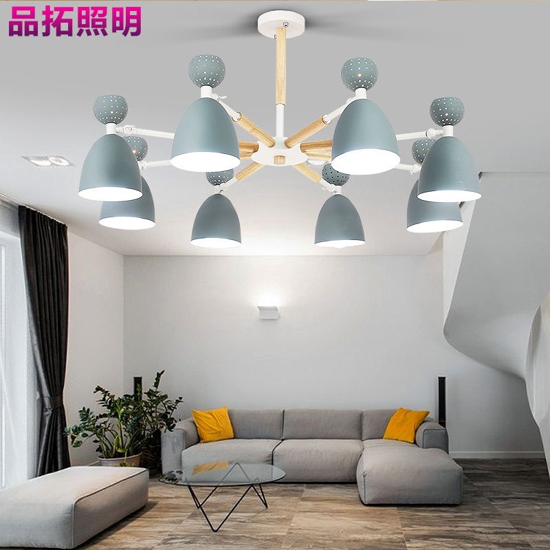 Grevol品拓(PINTUO)LED吊灯北欧灯具客厅简约现代吸顶灯大气创意铁艺个性风格实木卧室书房餐厅吊灯21M2