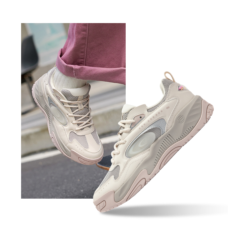 锦程丨361°女鞋新款鞋子透气休闲鞋厚底鞋运动鞋板鞋女 浮石色/莲子白 38码