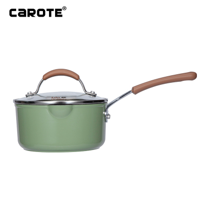 Carote 麦饭石奶锅不粘锅泡面锅18cm田园风热牛奶锅少油烟宝宝辅食锅日式雪平锅电磁力燃气灶通用