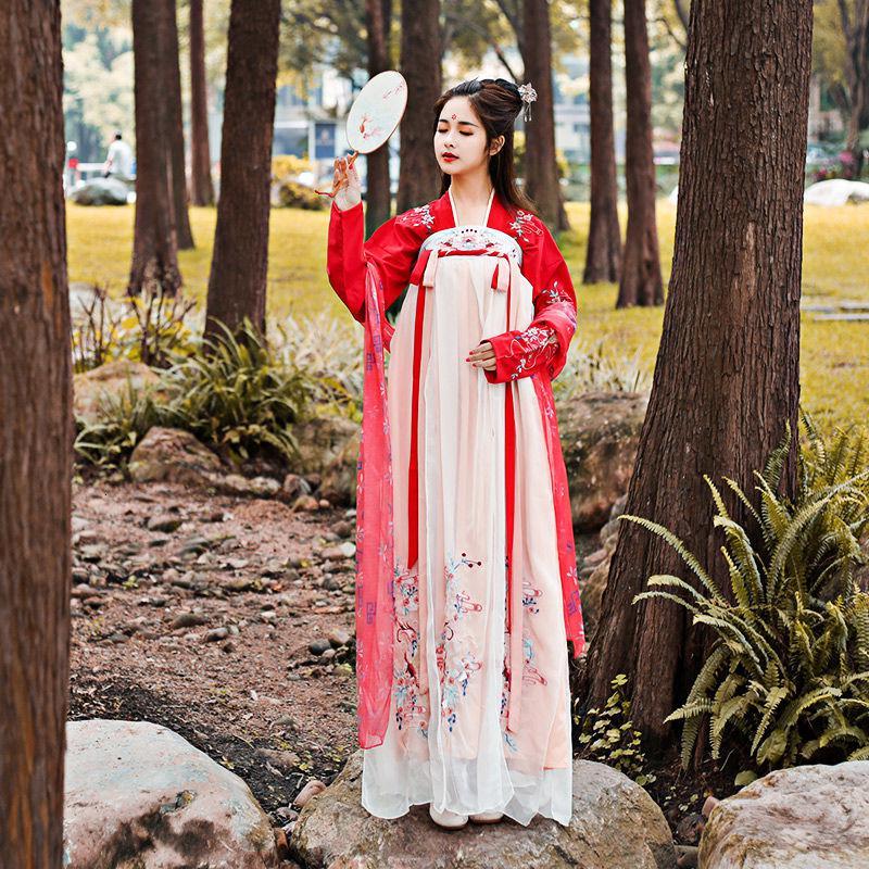 汉服女装襦裙仙女裙中国风学生锦鲤汉服袄裙女魏晋中国风齐胸襦裙广袖古装超仙仙气飘逸古风学生