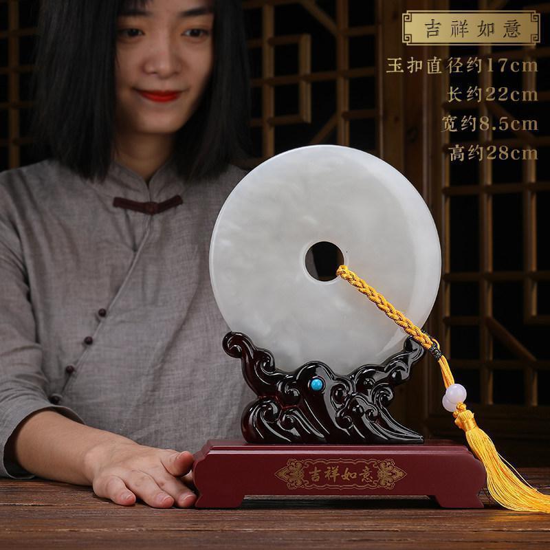 美帮汇平安扣摆件玉石客厅新中式乔迁新居家居玄关酒柜电视柜装饰品高清大图