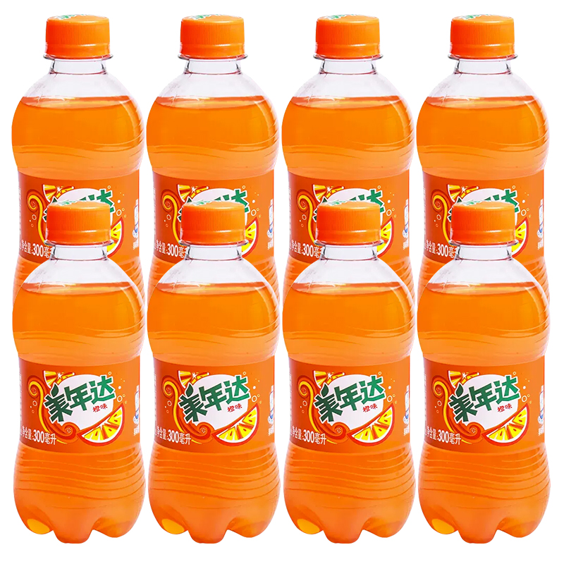 百事可乐 美年达 Mirinda 橙味汽水 碳酸饮料 300ml*4瓶 (新老包装随机发货)高清大图