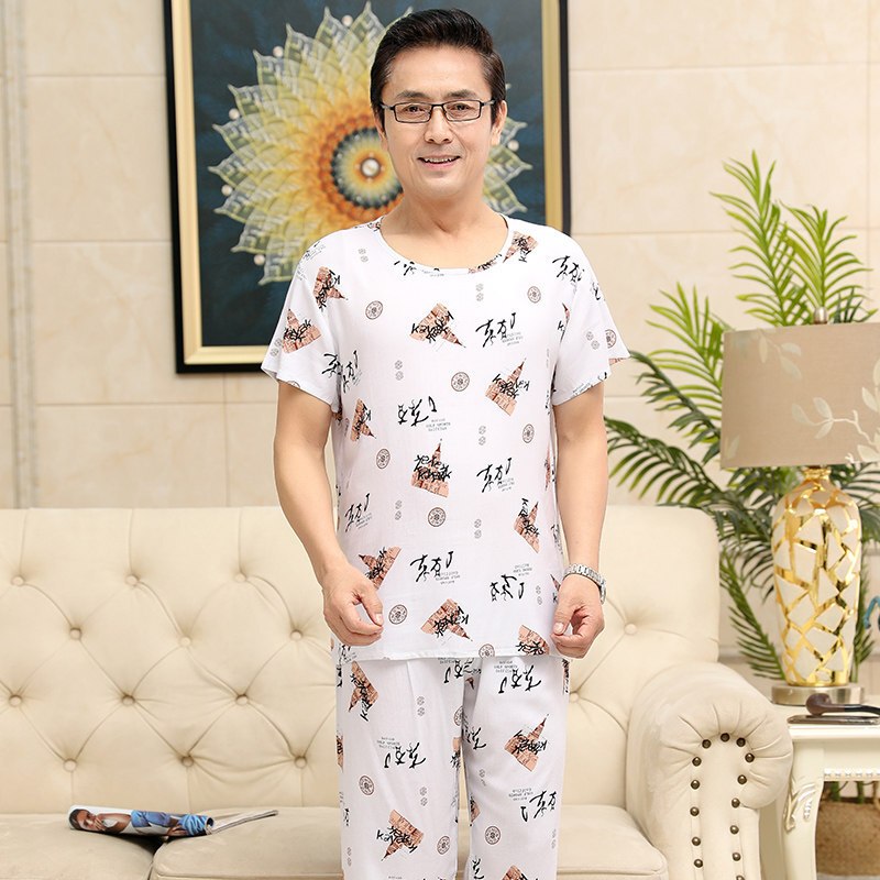 波迷娜(BOMINA)中老年睡衣女士夏季老人绵绸短袖加肥加大码服棉质夏天两件套妈妈舒适棉绸休闲睡衣套装薄款可外穿