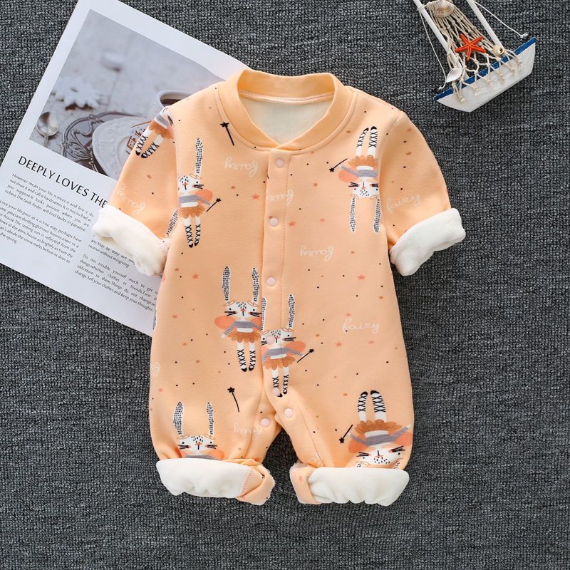 婴儿连体衣加绒加厚秋冬款幼儿保暖衣服莎丞