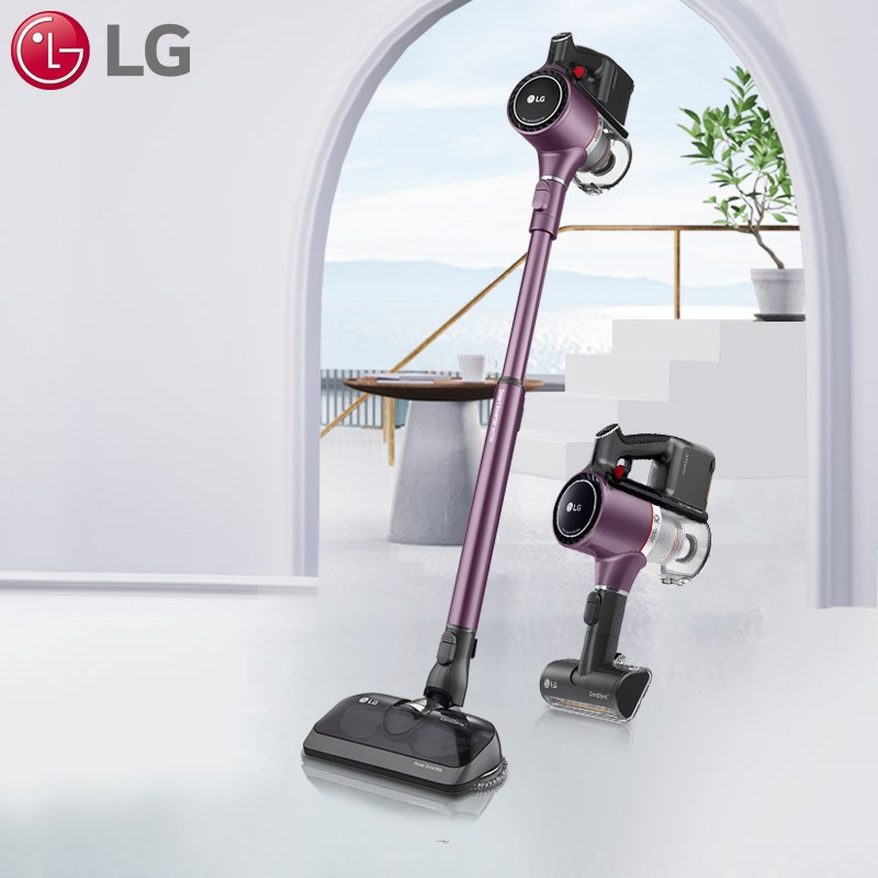 韩国原装进口LG A9K-PRO 无线手持吸尘器 吸拖一体 大吸力 宠物家庭适用 灰尘压缩 单电池持久续航 (酒红)