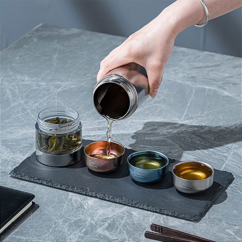 德铂(Debo) DEP-DS453 柯曼纯钛泡茶杯套装(单位:个)本色 蓝色 请备注颜色高清大图