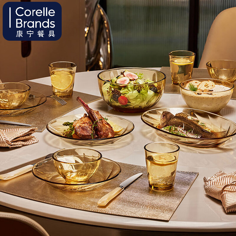 康宁玻璃餐具-VISIONS 晶炫系列餐具套组 6件组 黄盒 2小碗1大碗2小盘1鱼盘
