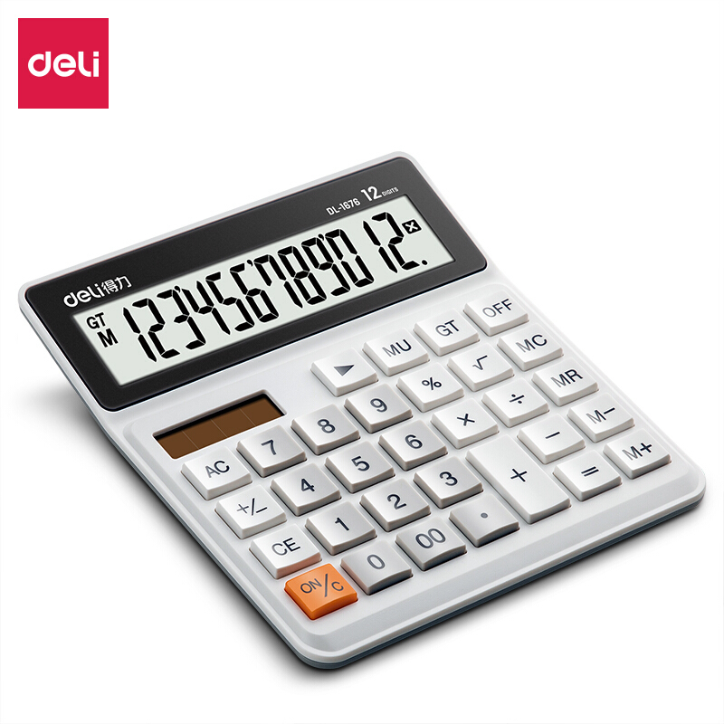 得力双电源桌面计算器 白色1676 1个/盒