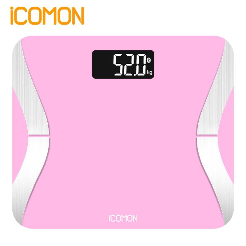 沃莱(ICOMON)智能体脂秤FG231LB 20项身体数据电子秤健康秤 家庭称人体秤体重秤玻璃面板 支持液晶显示 粉色