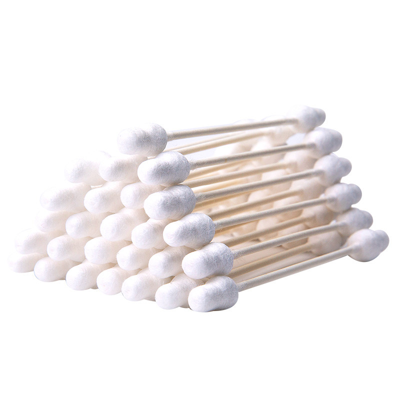 易简(yijian)儿童棉签 婴儿纸轴双头棉棒宝宝螺纹旋头细轴清洁耳鼻葫芦头100支YP2高清大图