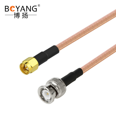 博扬 SMA公-BNC公射频线高频RG142超柔镀银双屏蔽SFF50-3高温线(0-6G) BY-142-SMA/BNC