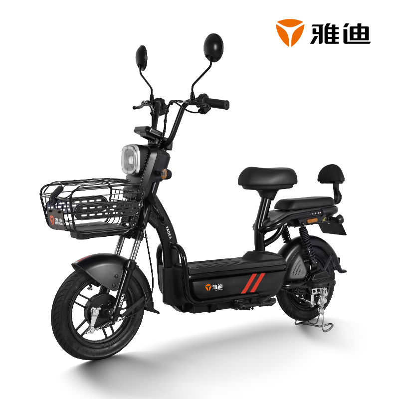 雅迪(yadea)新款轻途电动车48V豪华轻电摩时尚代步轻便电瓶车男女通用超长续航助力车 黑色