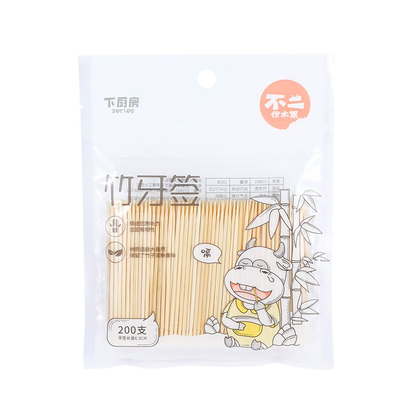 宜洁 一次性竹牙签单头餐用细牙签卫生酒店竹牙签剔 200支/袋