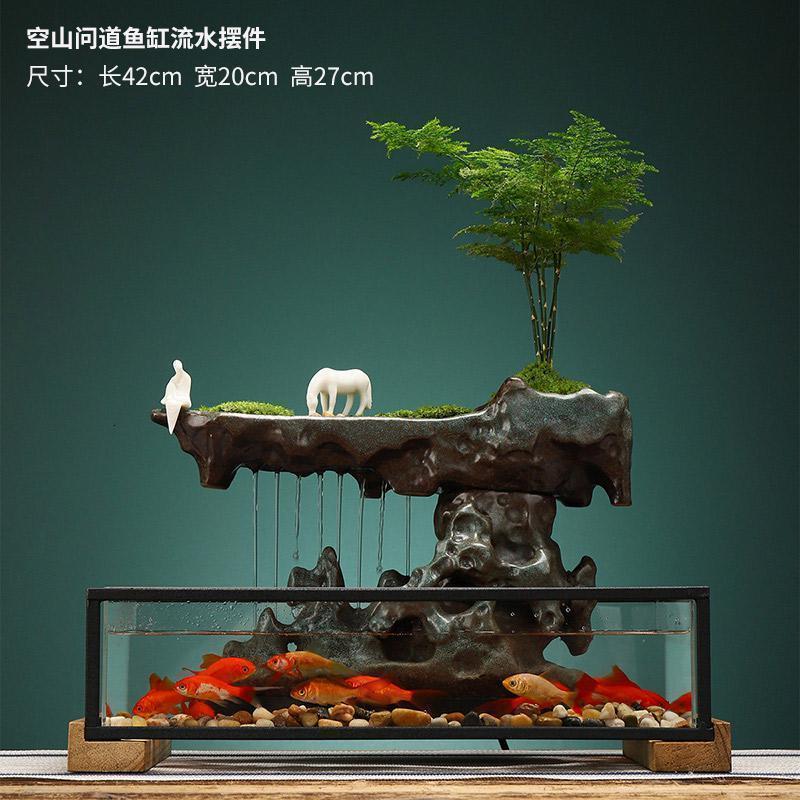 美帮汇中式流水轮生财鱼缸办公室桌面家居摆件送礼开业礼品高清大图