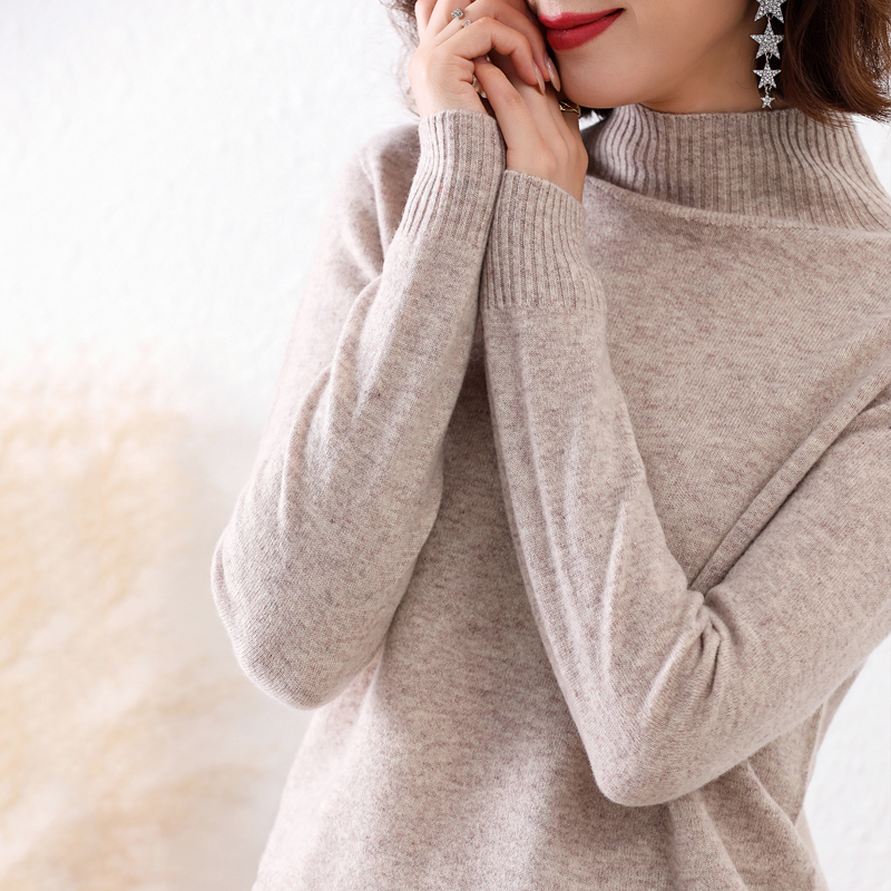 新款100纯羊毛衫高端大牌羊绒衫女秋冬季毛衣新款百搭高领毛衣时尚洋气上衣针织上衣服打底衫女内搭大码显瘦洋气毛衣女高清大图