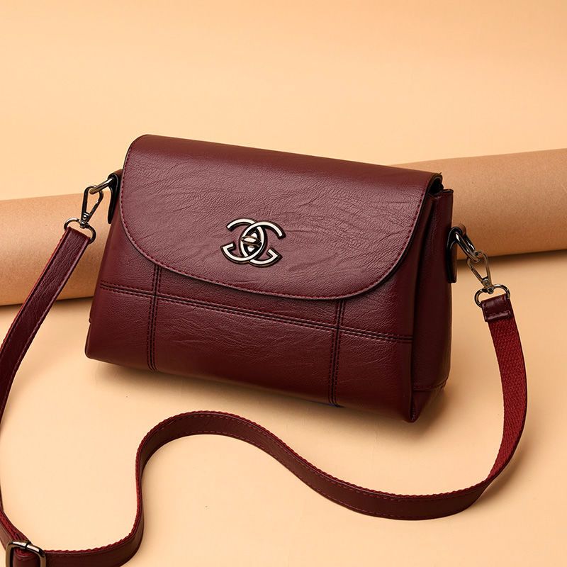 牛皮真皮多层包包女包新款女士单肩斜挎包小包时尚百搭中年妈妈包