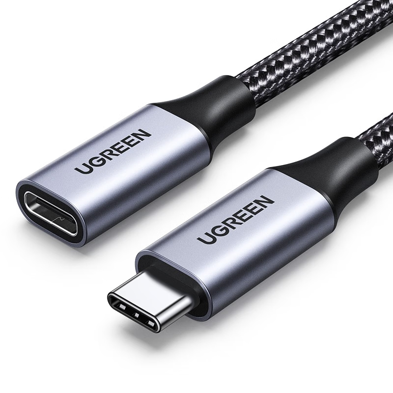 绿联(UGREEN)Type-C延长线公对母USB3.1Gen2全功能数据线PD100W充电线兼容雷电4/3显示器4K