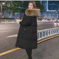 冬季外套2025新款宽松棉衣女中长款加厚学生羽绒棉服韩版过膝棉袄 M 黑色（毛领可拆卸）
