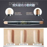 梦希蓝 双头光影修容棒3.6g 遮瑕笔遮瑕膏修v脸粉底3D立体妆容男女士护肤品化妆品02#象牙白+浅啡色