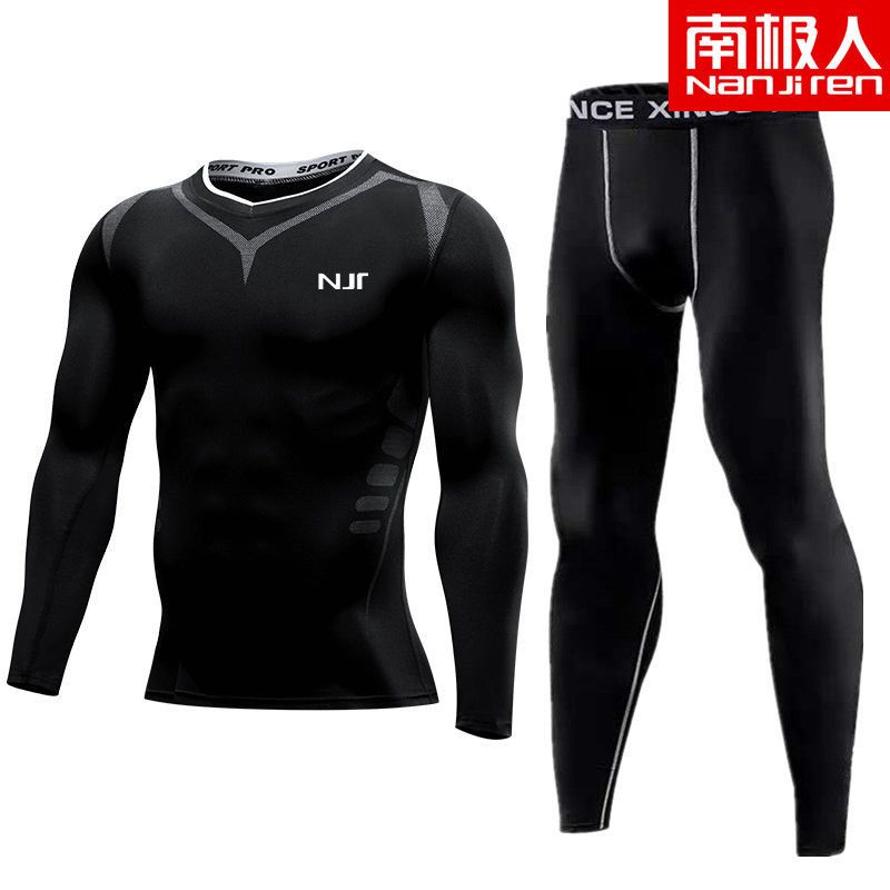 健身服男套装健身房跑步运动体能训练服紧身衣衣男