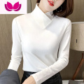 七斓双面德绒加厚洋气内搭打底衫韩版修身半高领长袖保暖t恤上衣女 XL110-130斤 白色德绒保暖