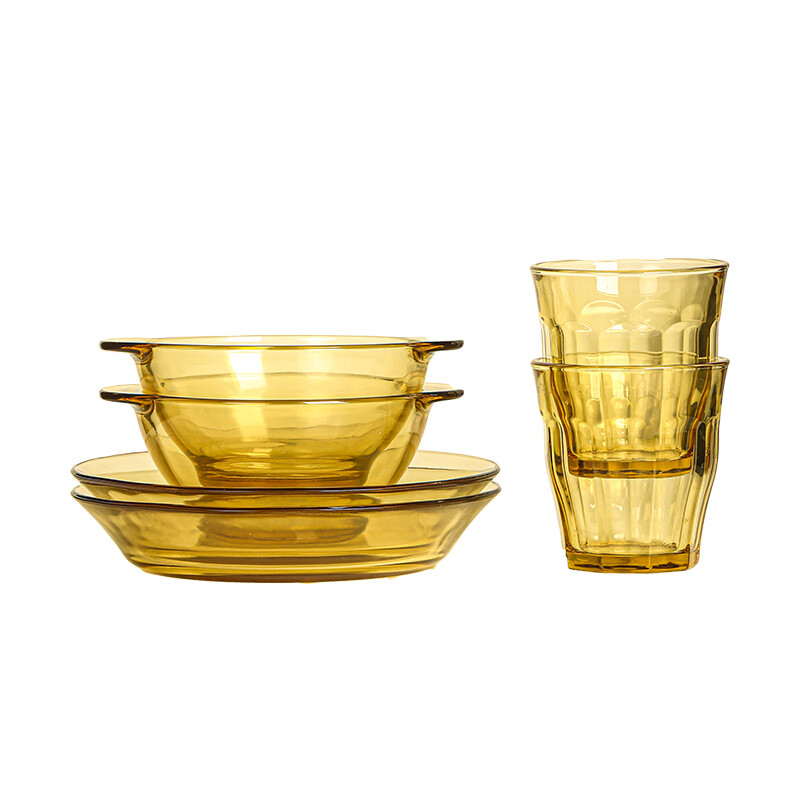 Pyrex PX-SY6A/HP Pyrex餐具Shiny晶耀系列玻璃餐具6a件组(2个小汤盘+2个带耳碗+2个水杯)